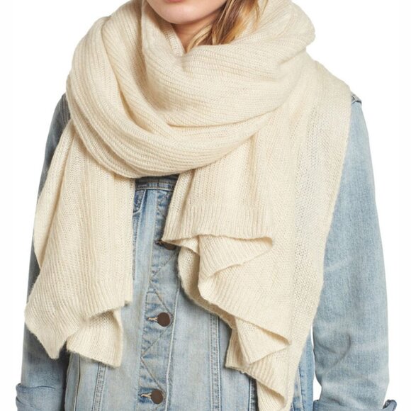 Free People Accessories - Free People Oversized Kennedy Scarf Wrap in Cream Winter Cozy
